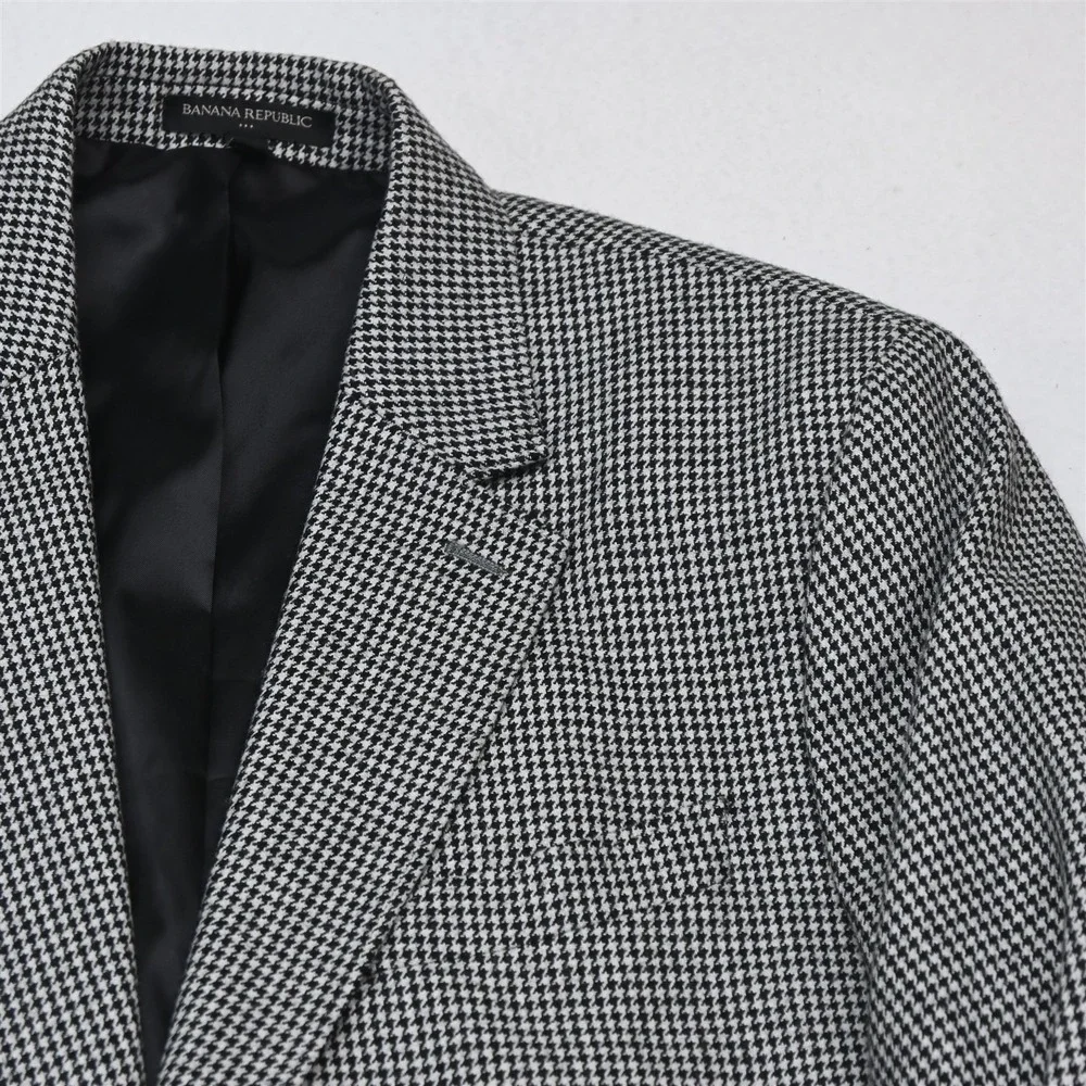 Banana Republic 44R 34x32 Houndstooth Wool Flannel Tailored Jacket Pants Suit